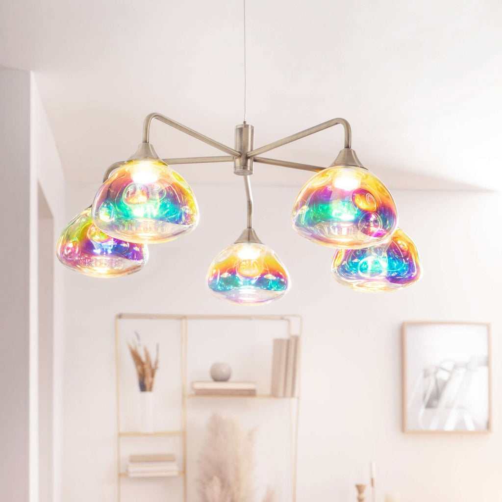 Näve Varna LED-Hanglamp 5-Flamm 50cm Messing