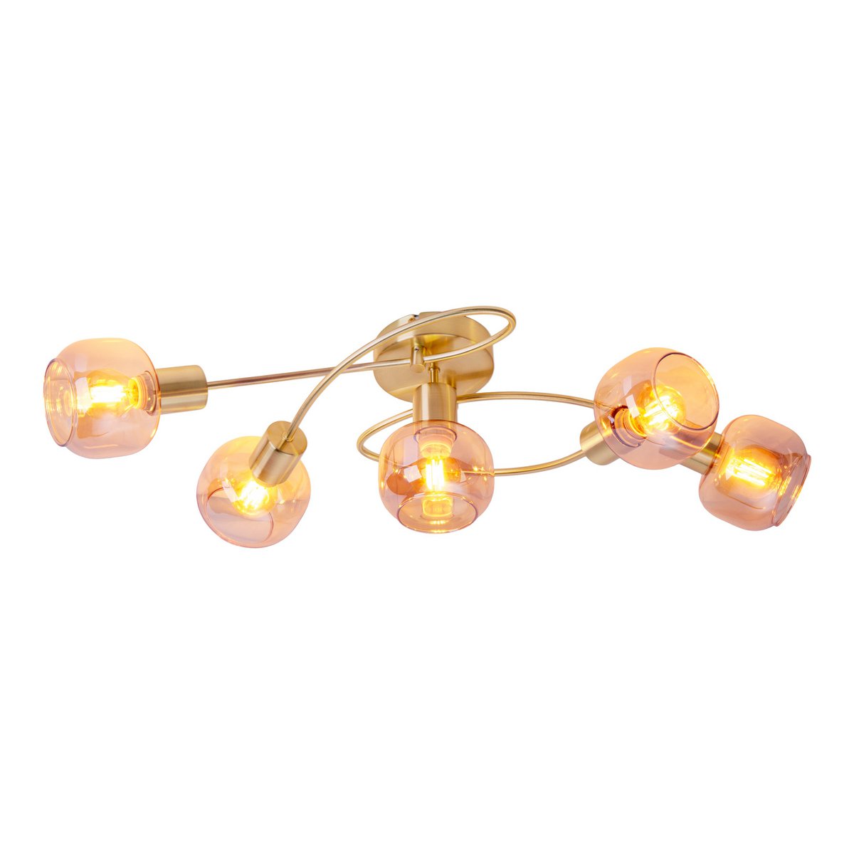 Näve Libby Plafondlamp 5-Spots Messing Amber 65,5cm E14