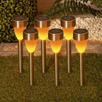 6 Set LED LED Solar Outer Light met aarde spies gemaakt van roestvrijstalen gekleurd metaal en plastic, met geïntegreerde LED