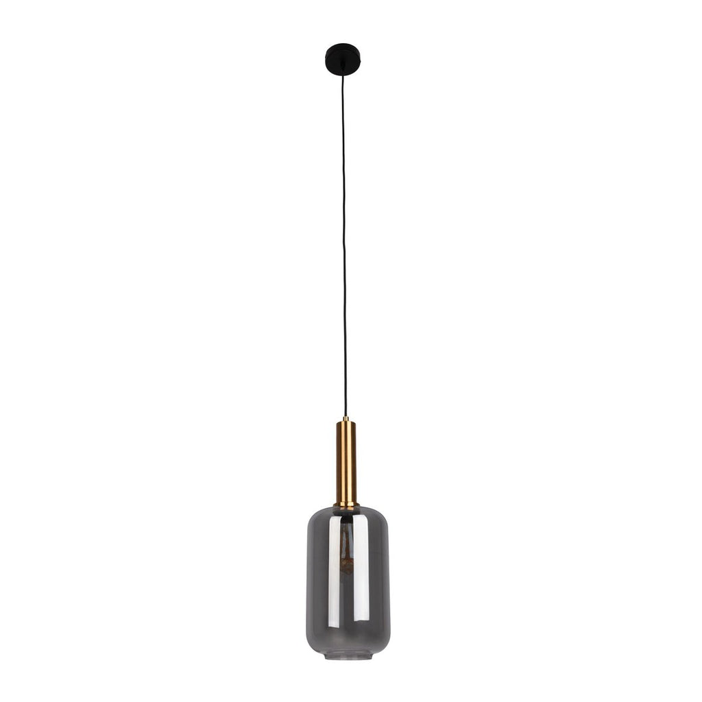 1-pending lamp "fumo", hanglamp gemaakt van metaal en glas in zwart, met E27-aansluiting, voor eetkamer, woonkamer, gang of kantoor, hangende lamp 150 x 22 cm