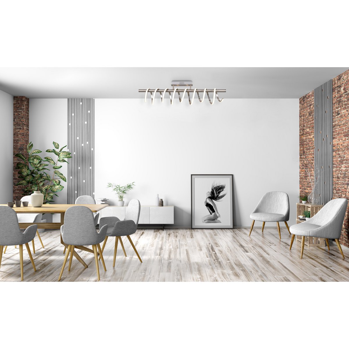 Näve Belleza LED Plafondlamp - Nikkel Wit 100cm