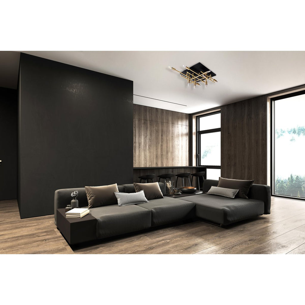LED-plafondlamp Ancona - Zwart/Goud G9