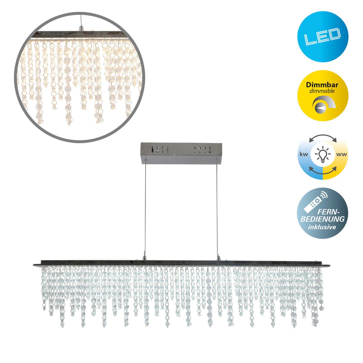 LED Hanglamp Diamanten Näve - Kristalglas Chroom