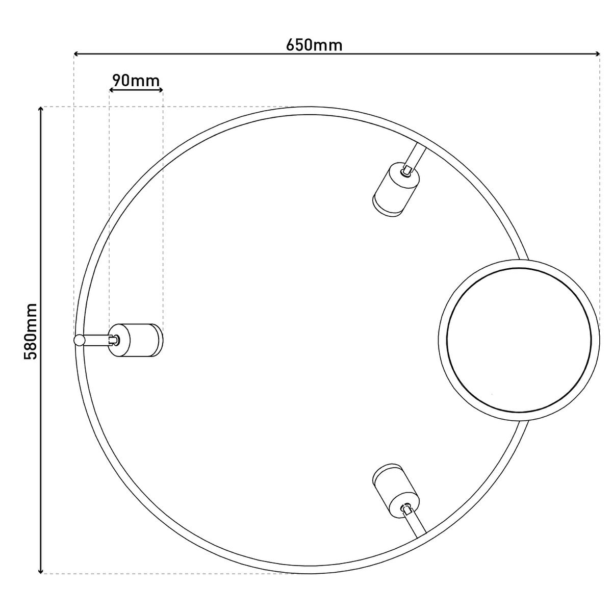Näve Tristan LED-plafondlamp 58cm Wit Dimbaar