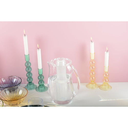 Gele glaskandelaars Set 2