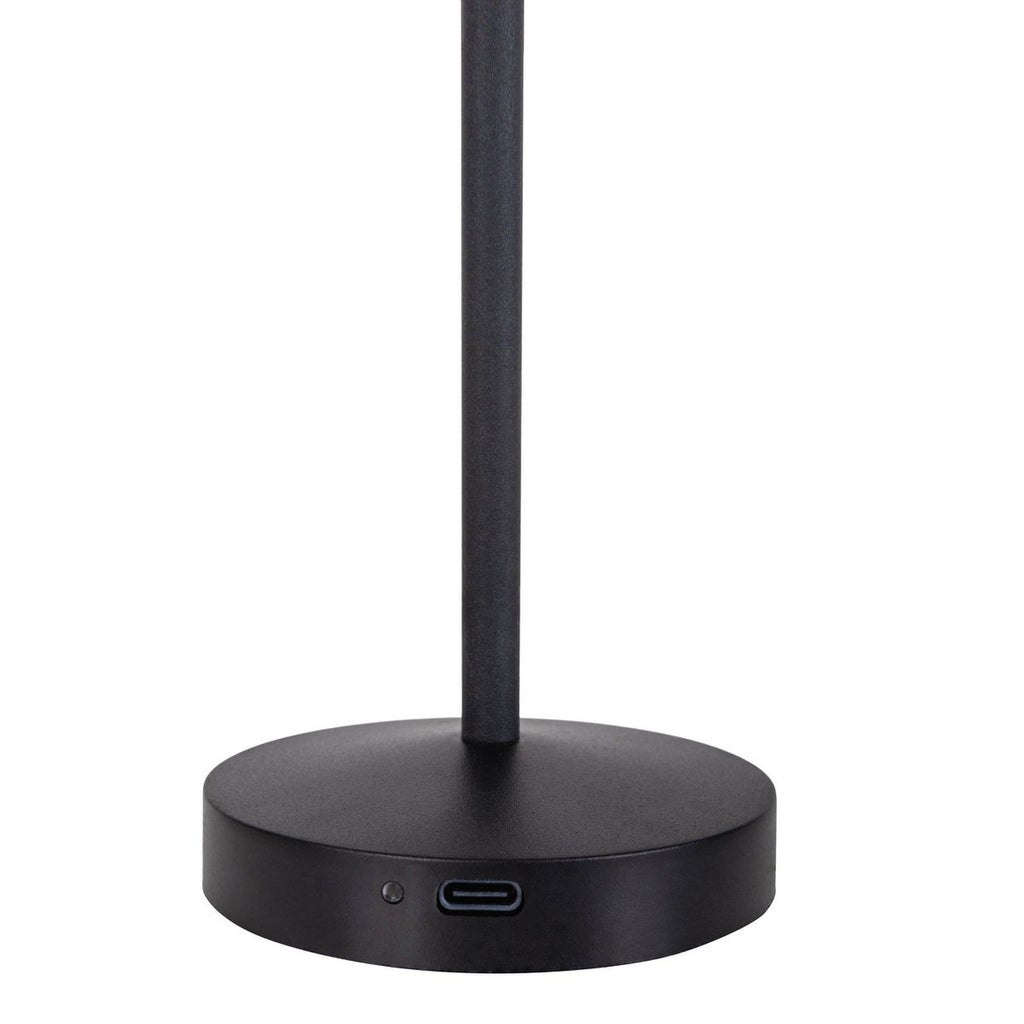 2 Set LED Battery Table Light "Gomba" voor buiten en binnen, gemaakt van metaal en plastic in zwart, 18,5 cm hoog