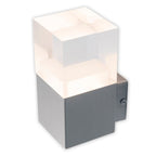 LED externe wandlamp "Leah" gemaakt van metaal en plastic in stalen blanke, geïntegreerde LED
