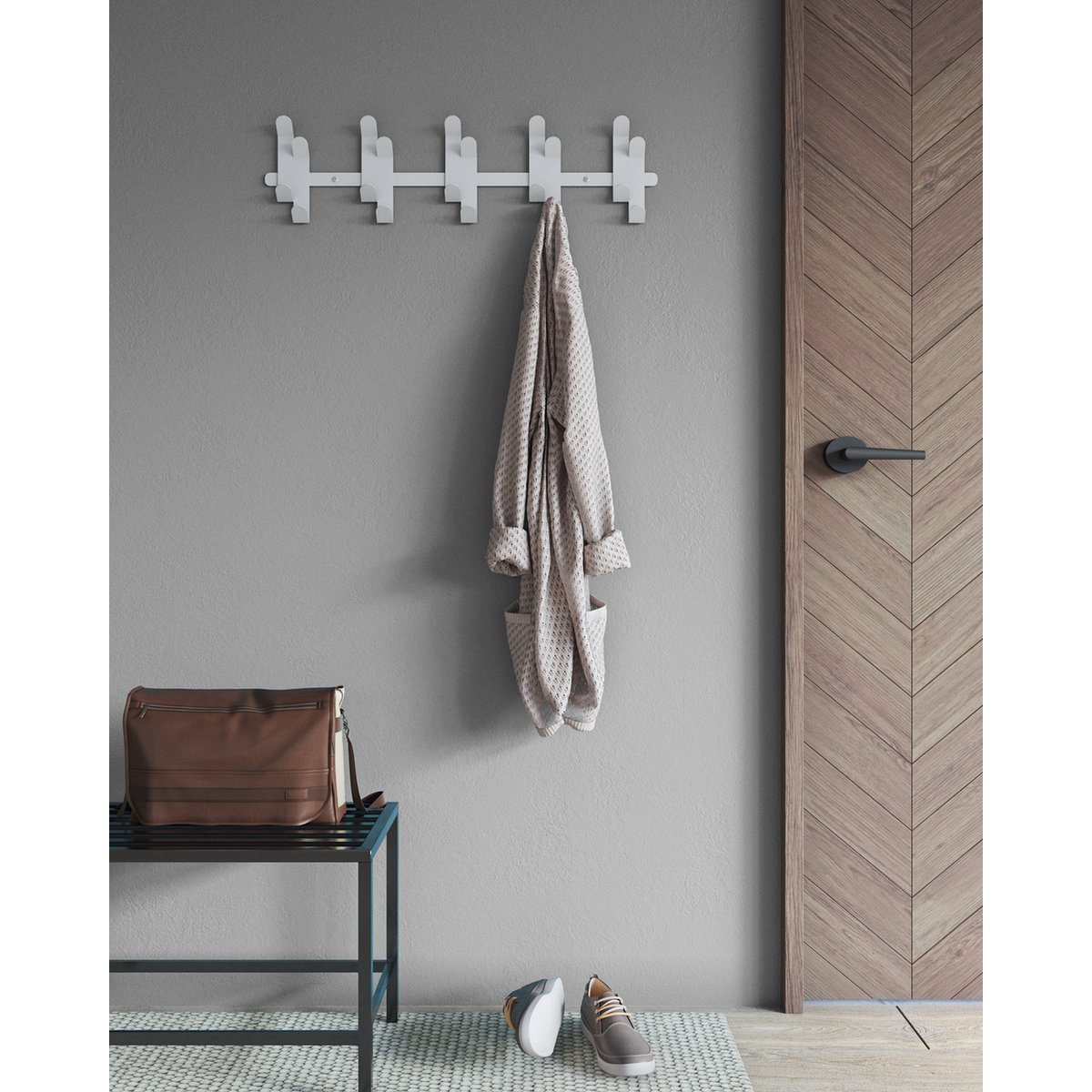 Gorillz Origami Wandkapstok - Wit - 20 Haken - Robuust Design