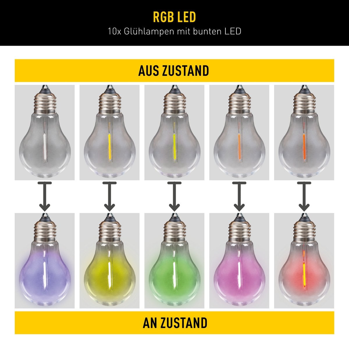 Linda Zonne-buitenkant Lichtsnoer RGB 370cm