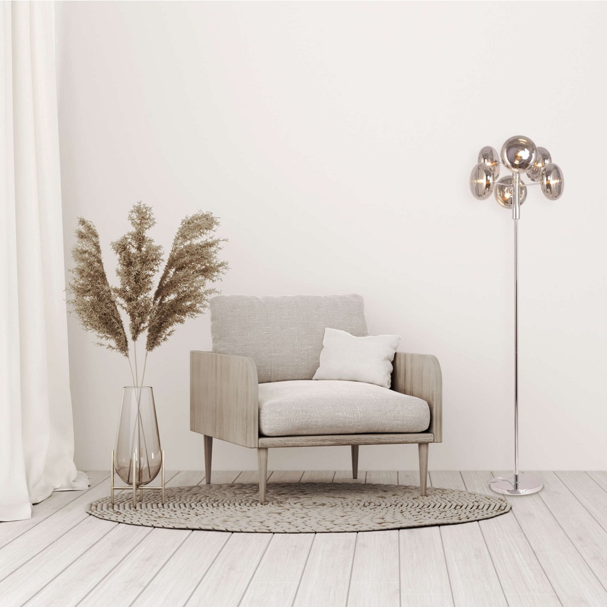 Näve Orion Vloerlamp Rokerig Chrome