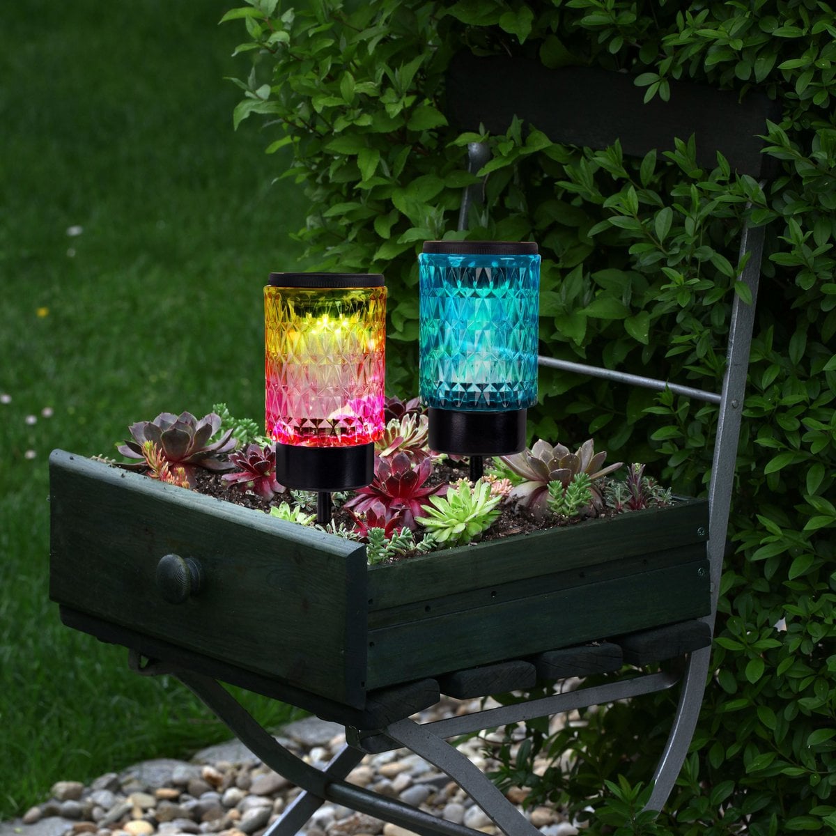 Näve Mila 2 delige Set Tuin Spiesjes LED Warm Wit Solar 25cm