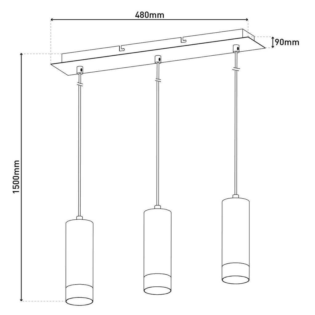 Näve Fridu 3-delige Hanglamp - Mat zwart 48cm