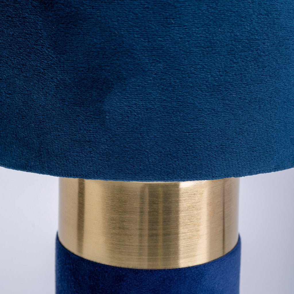 Tafellamp "bordo" 32 cm hoog gemaakt van metaal en velours in goud en blauw, met E14 -versie, lamp voor eetkamer, woonkamer, gang of kantoor