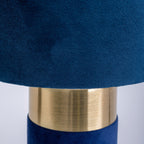Tafellamp "bordo" 32 cm hoog gemaakt van metaal en velours in goud en blauw, met E14 -versie, lamp voor eetkamer, woonkamer, gang of kantoor