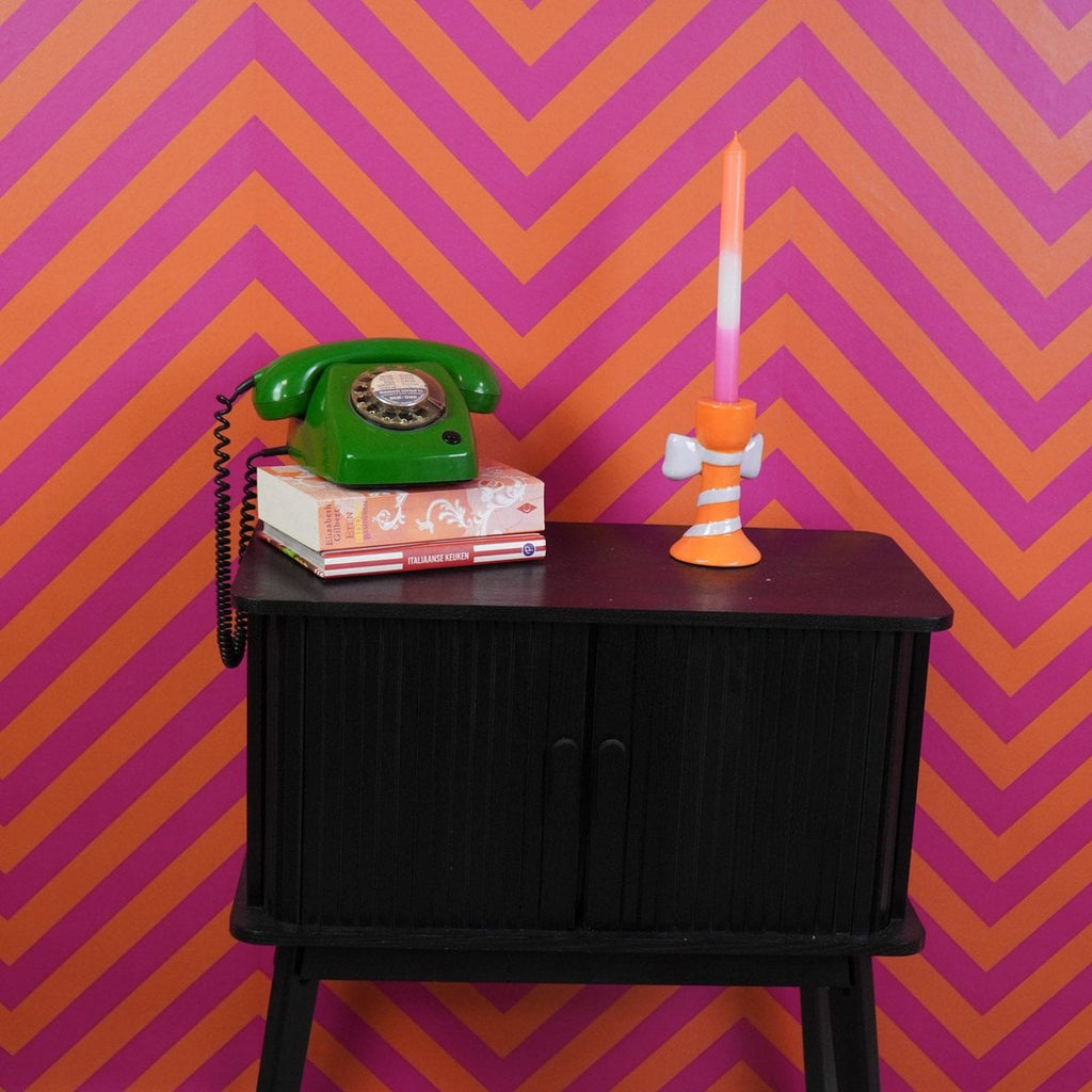 Kandelaar Boog Design - Oranje/Lila - 9x8x14cm