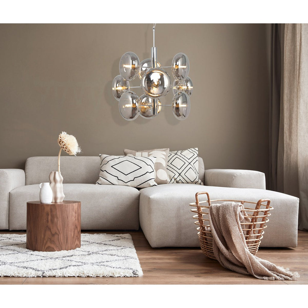 Hanger lamp "Orion" Ø ca. 53 cm barnsteen, gemaakt van messing gekleurd metaal en glas in barnsteen, G9-sockets, verlichting voor woonkamer, eetkamer of kantoor.