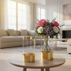 Transparante glazen vaas goud H20cm