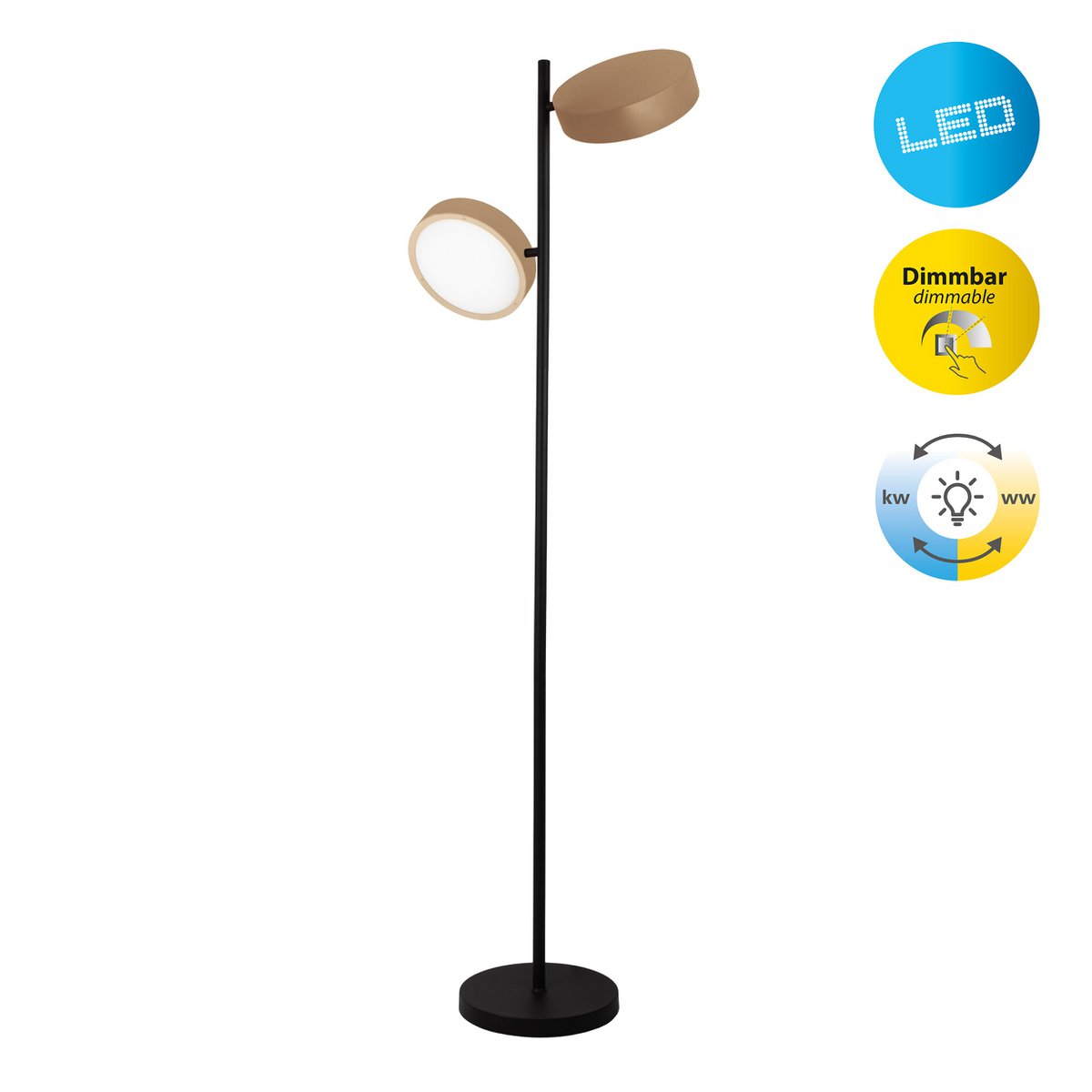 LED-vloerlamp Tessa Amandel 165cm