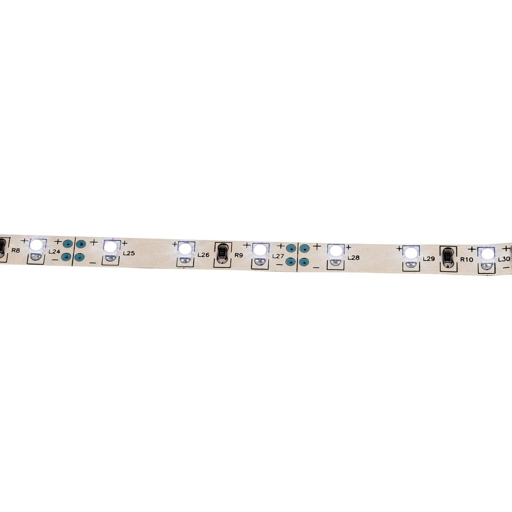 Led "streep" ongeveer 5 m lang, met 2 x 10 cm hoekconnectoren en plug -in voeding; 300 LED's, koud wit.