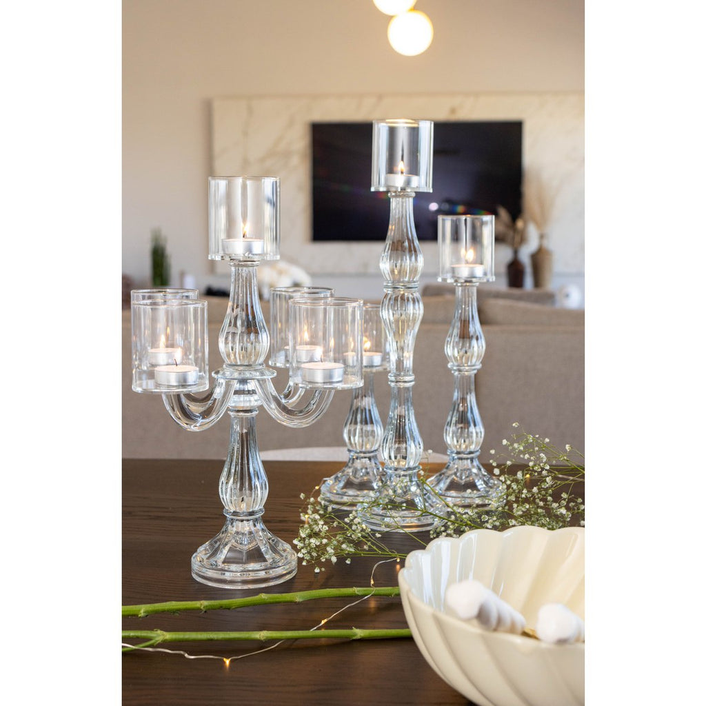 Middentransparant kandelaar H31cm glas