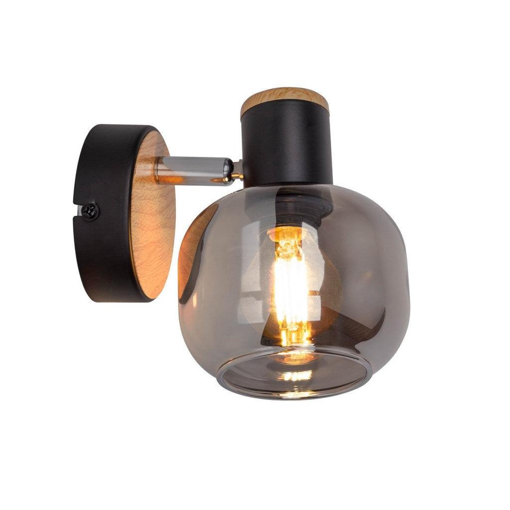 Näve Fumoso Wandlamp - Zwart Rookglas 16cm