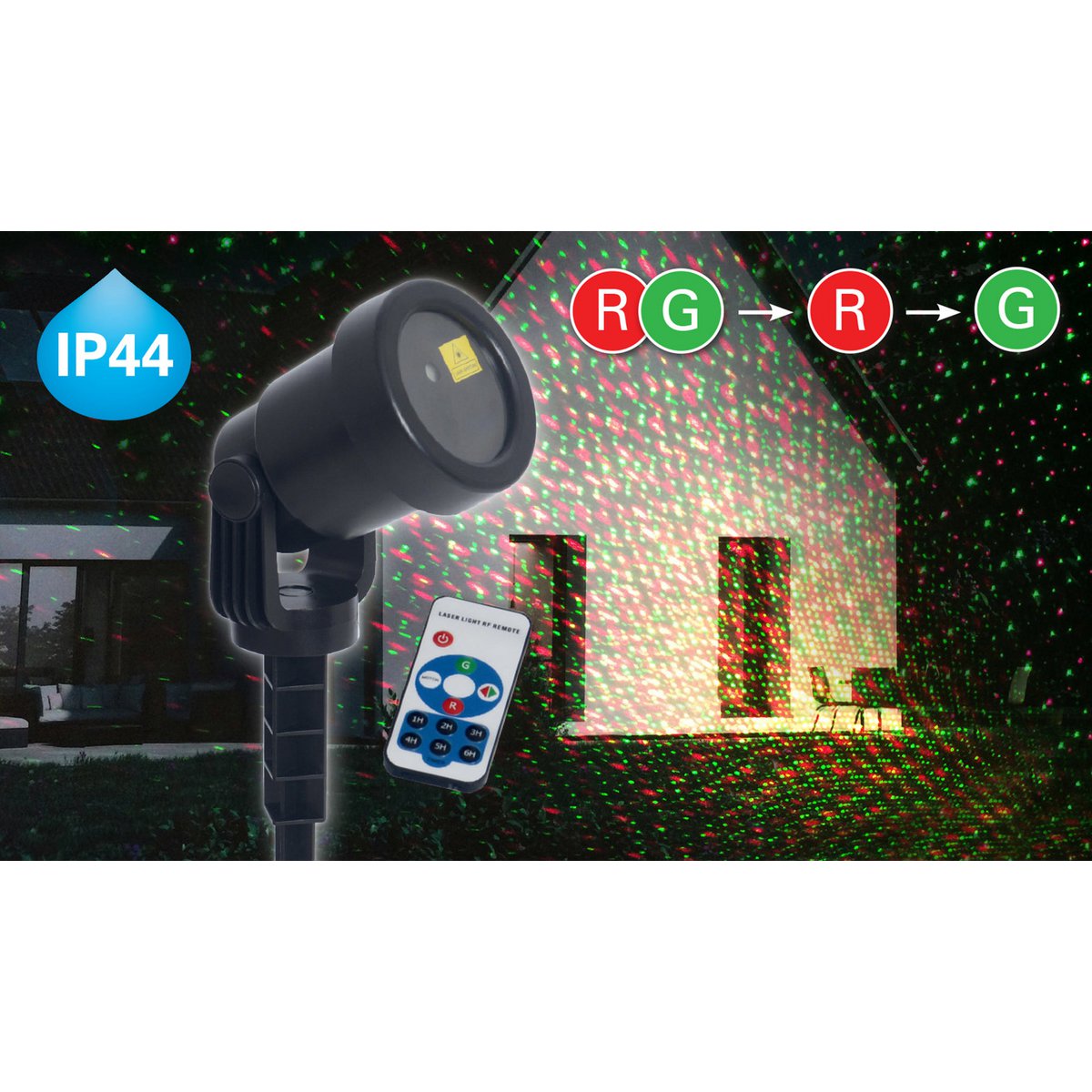 Näve Laser Tuinspies - Groen/Rood LED Projector