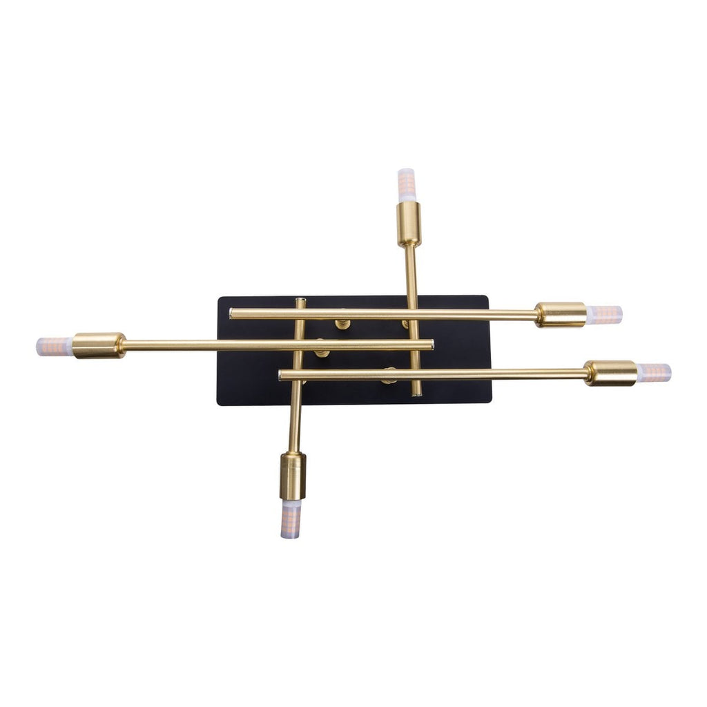 LED -plafondlamp "Ancona" met achtergrondverlichting gemaakt van metaal in zwart en messing, G9 -versies, lamp voor woonkamer, eetkamer, gang en kantoor, ca.