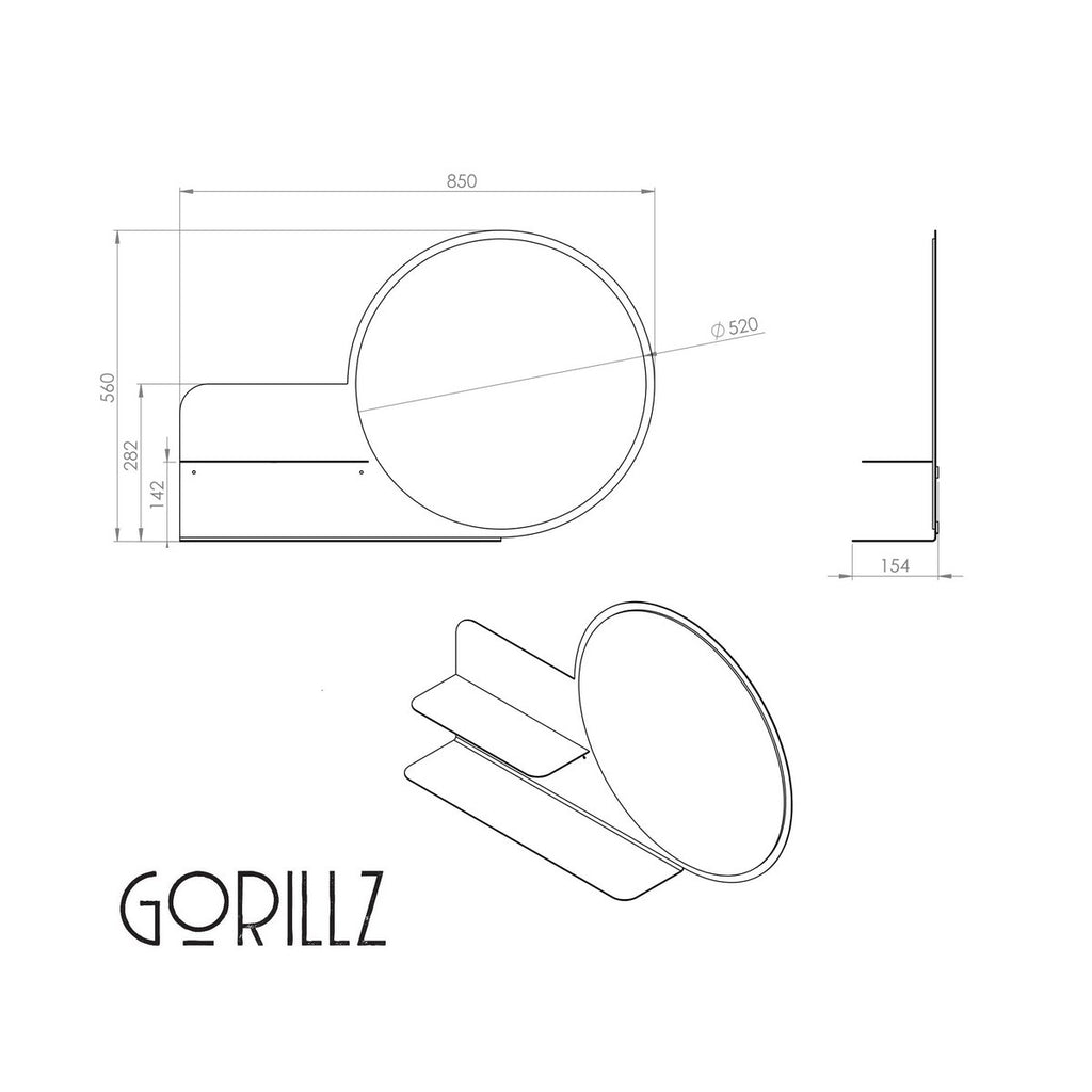 Gorillz Clever Wandspiegel Zwart - Opslag & Reflectie