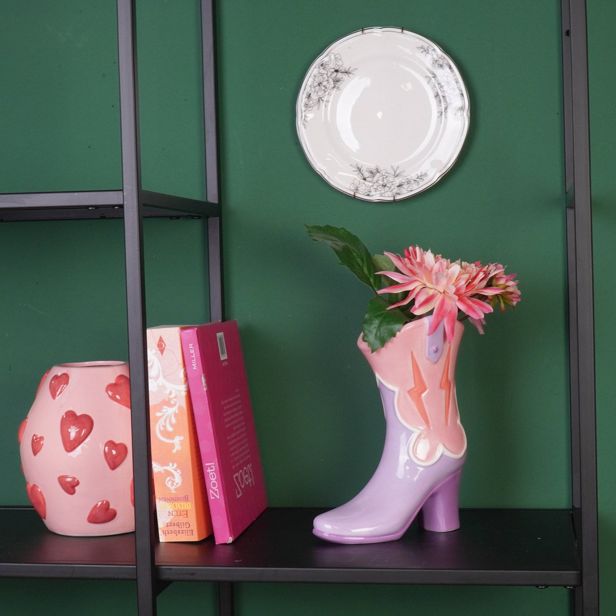 Keramische Boot Vase Roze/Lilac - 16,5x10,5x26,5 cm