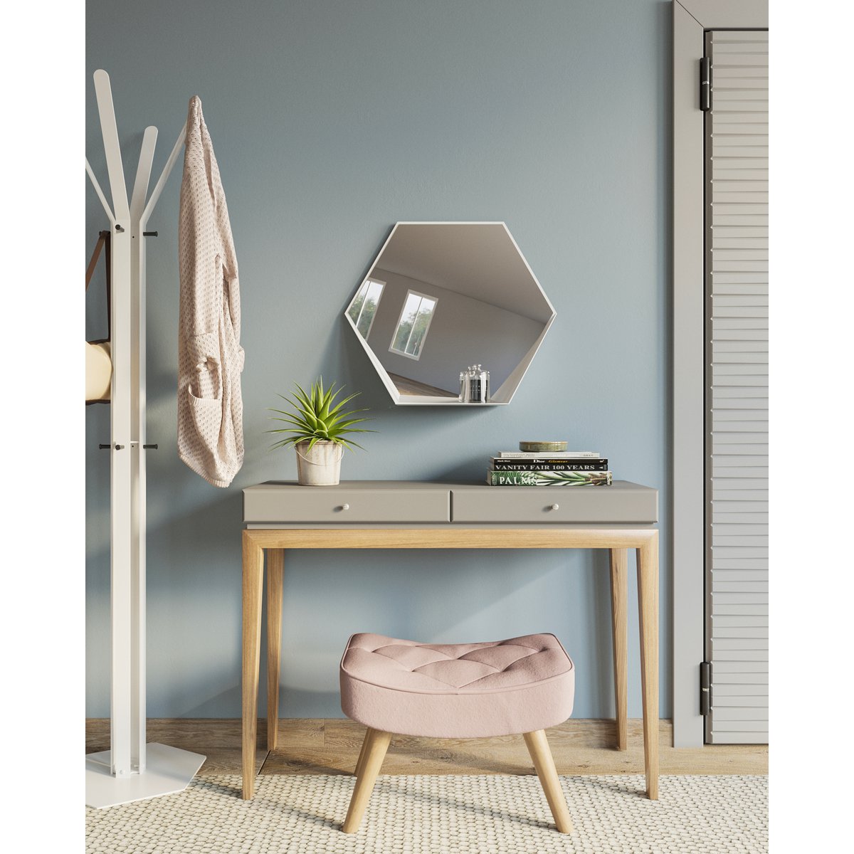 Gorillz Hive Wandspiegel Wit - Hexagon Industriële Design
