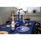 Blauwe kandelaar - Set van 2 - H5.5cm - Aulica