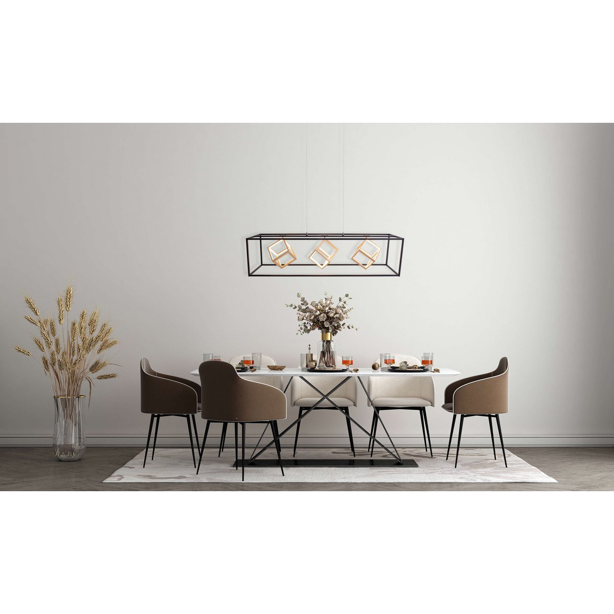 LED hanglamp Tripoli 100cm - Zwart