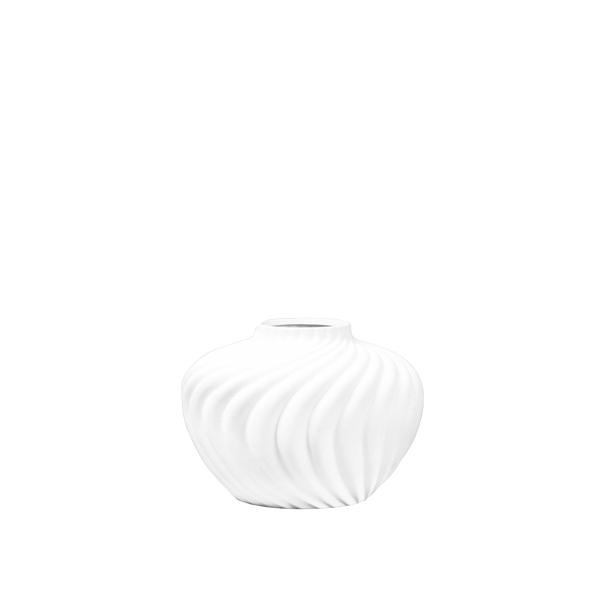Ronde witte slagroom vaas polyresin 34,5x25,5 cm