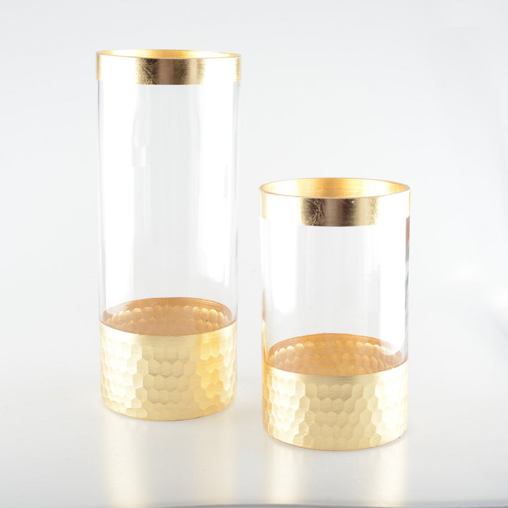 Transparante glazen vaas goud H20cm