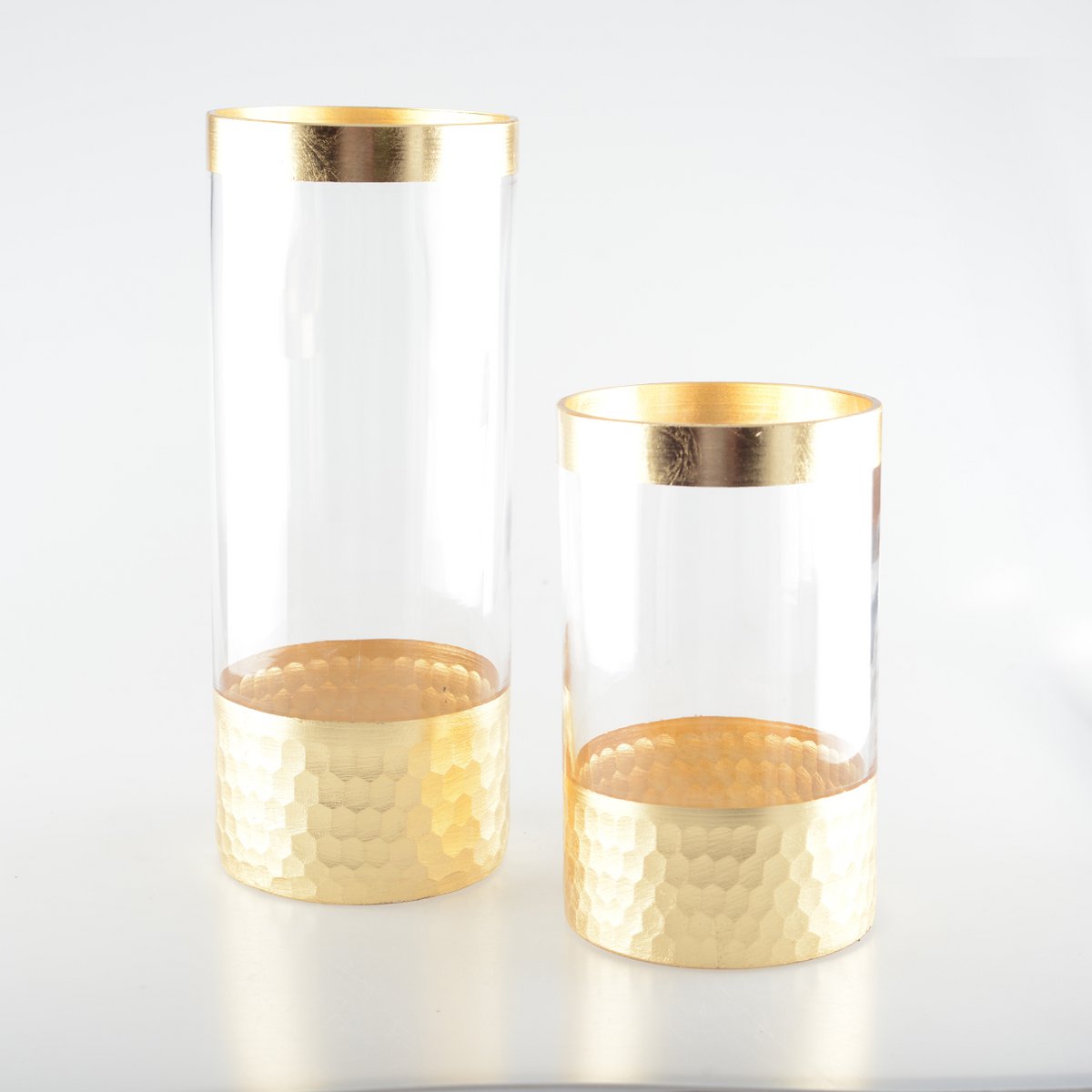 Transparante glazen vaas goud H20cm