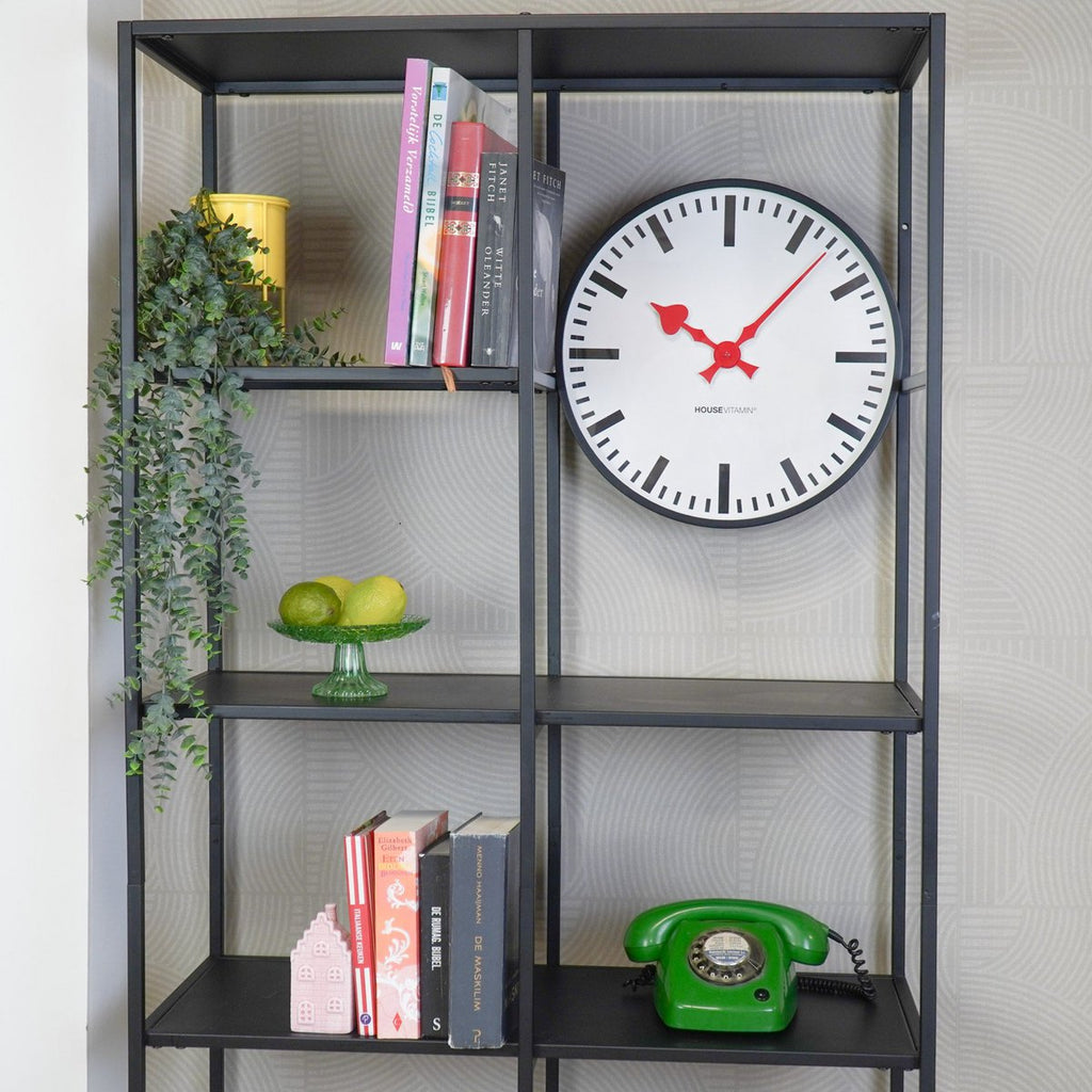 Klock wandklok Station - Wit/Zwart - 40x40x4cm