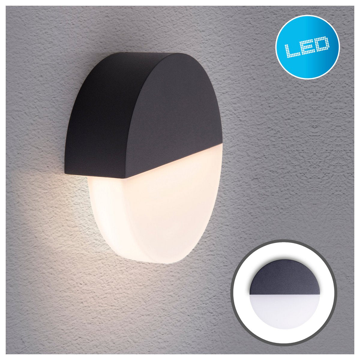 LED -wandlamp "Sobrio", gemaakt van metaal en plastic in antraciet, met geïntegreerde LED