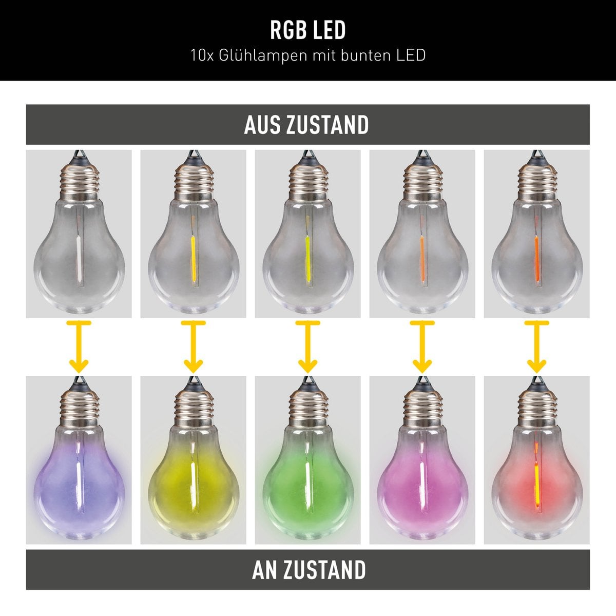 Linda Zonne-buitenkant Lichtsnoer RGB 370cm