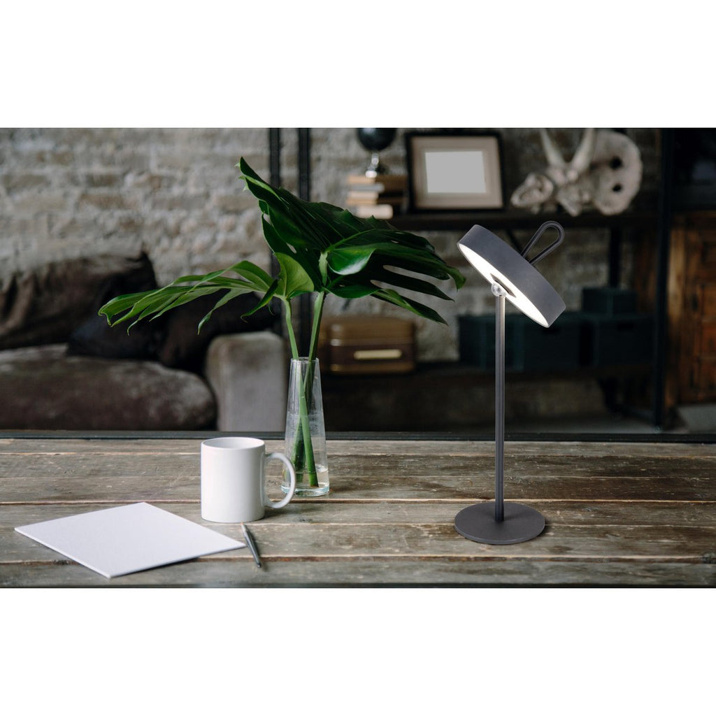 LED -batterijtafellamp magnetisch "ella" voor buiten en binnen, gemaakt van metaal en plastic in grijs, 35 cm hoog