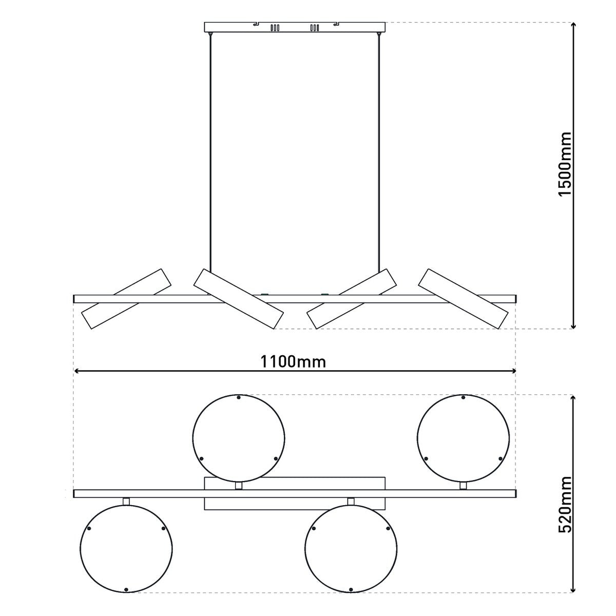 Led hanglamp Tessa amandel 150x110cm
