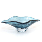 Blauw glas decoratieve schaal 33x18cm