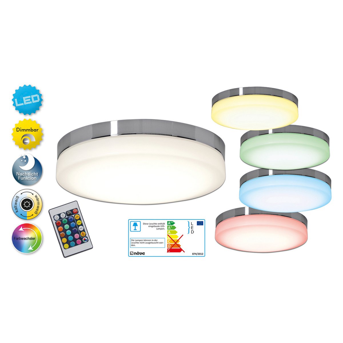LED Plafondlamp Paris 29cm Dimbaar Zwart