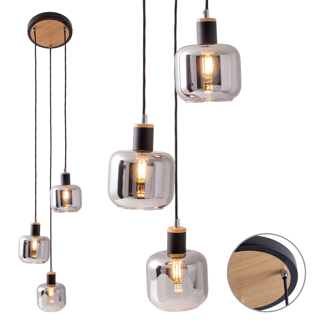 Näve Fumoso Hanglamp - Zwart Metal Glas