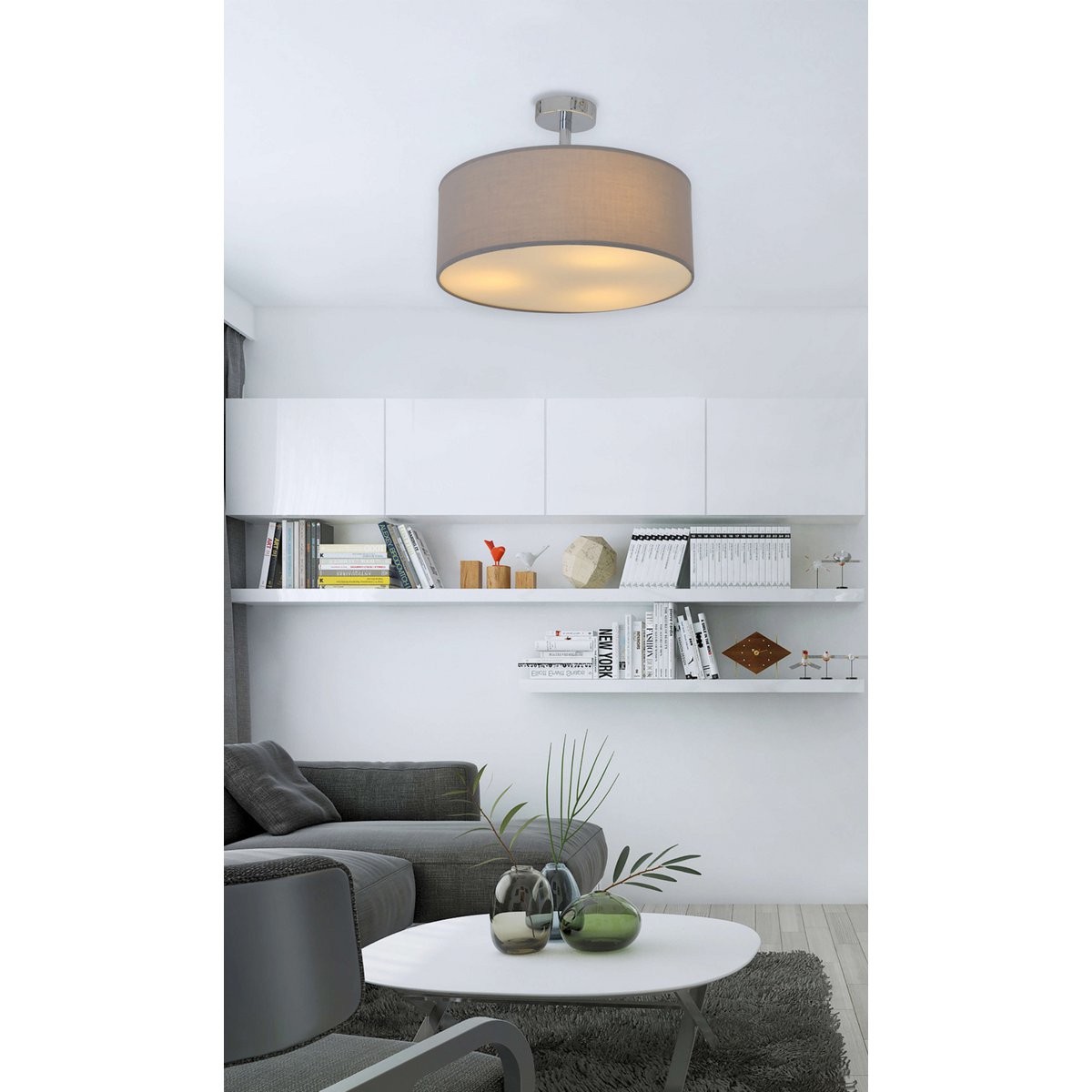 Näve Textielplafondlamp "New York" Grijs 40cm