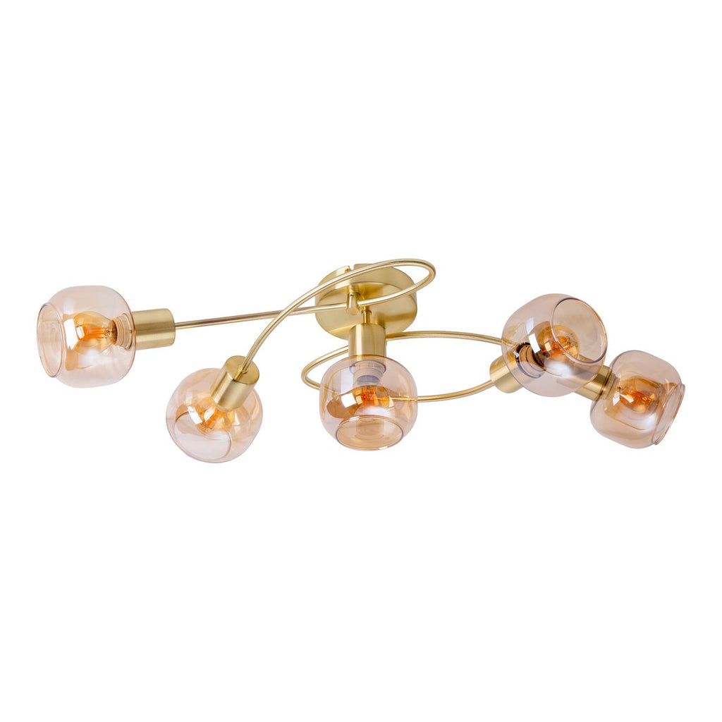 Näve Libby Plafondlamp 5-Spots Messing Amber 65,5cm E14