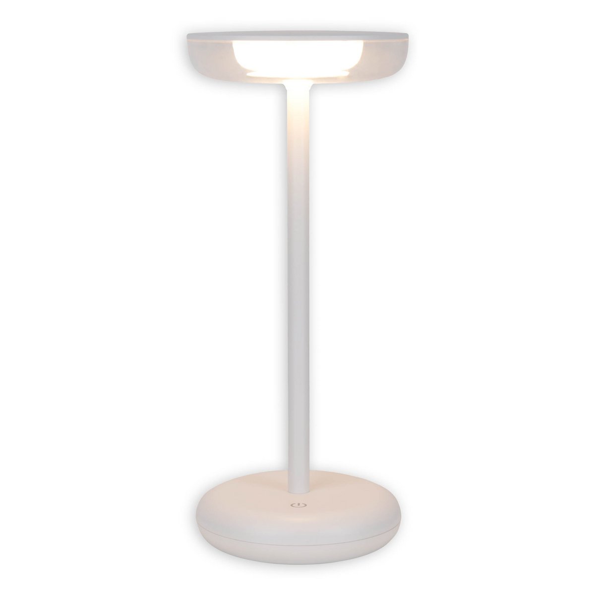 Noteloze tabletlicht "PASI" voor buiten en binnen, gemaakt van metaal en plastic in wit, dimbaar, met aanraking en geheugenfunctie, ca. 26 cm hoog
