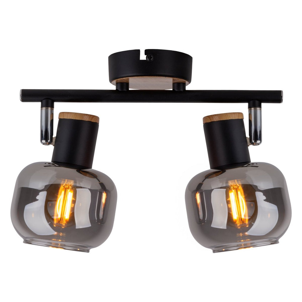 Näve Fumoso Plafondlamp 2-Spot Zwart Glas 40cm
