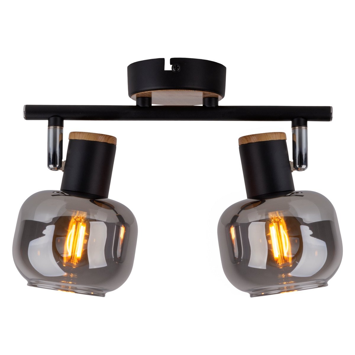 Näve Fumoso Plafondlamp 2-Spot Zwart Glas 40cm