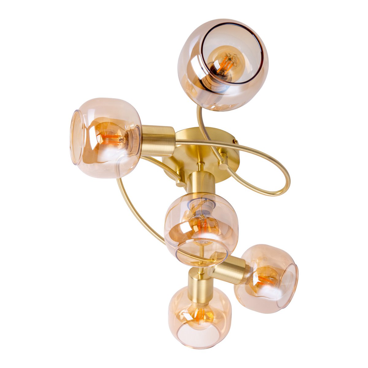 Näve Libby Plafondlamp 5-Spots Messing Amber 65,5cm E14