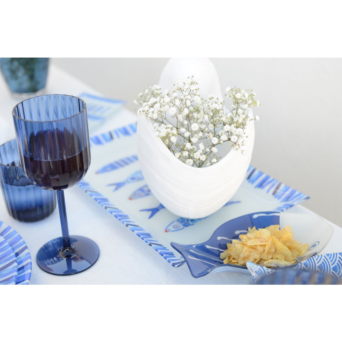 Decoratieve witte schaal polyresin 29cm